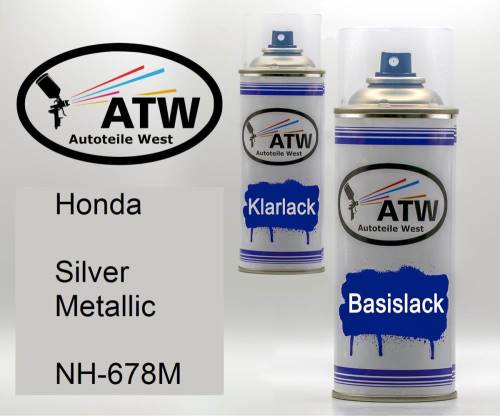 Honda, Silver Metallic, NH-678M: 400ml Sprühdose + 400ml Klarlack - Set, von ATW Autoteile West.